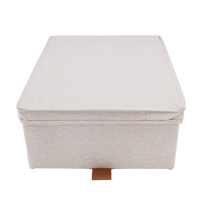 Boîte de rangement en tissu avec couvercle beige - 35x47x16