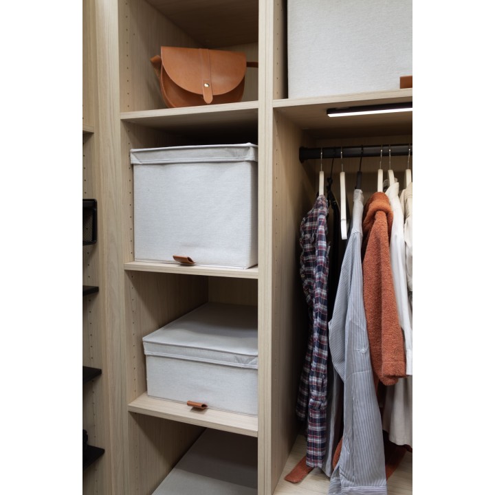 Boîte de rangement en tissu avec couvercle beige - 35x47x16