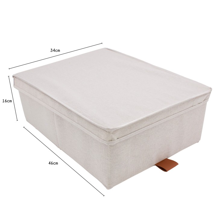 Boîte de rangement en tissu avec couvercle beige - 35x47x16