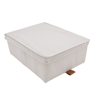 Boîte de rangement en tissu avec couvercle beige M
