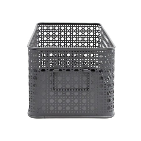 Detail of Panier métallique rectangulaire en métal noir empilable taille M