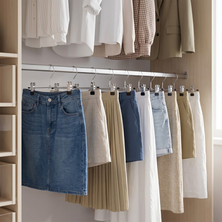Cintres métal à pinces - Rangement vêtements