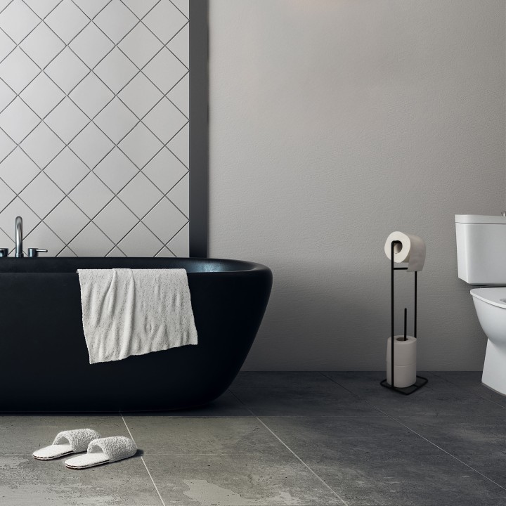 Réserve et dérouleur de papier toilette en métal - Design