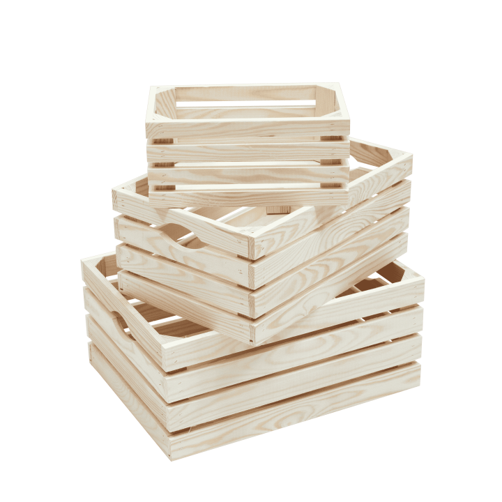 3 mini cagettes en bois naturel