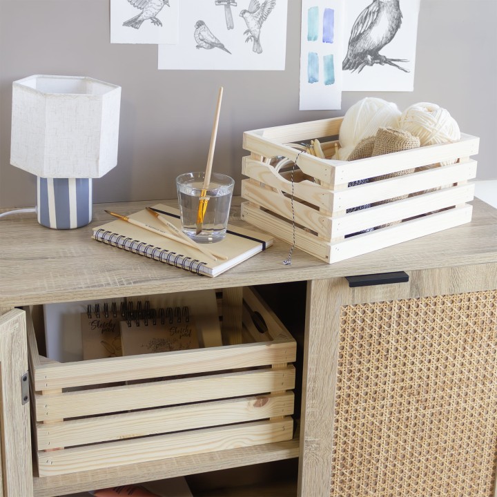 3 mini cagettes en bois naturel
