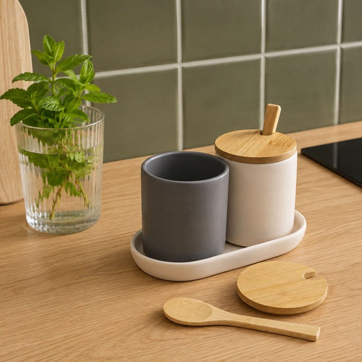 Sucrier en céramique avec cuillère - Cuisine