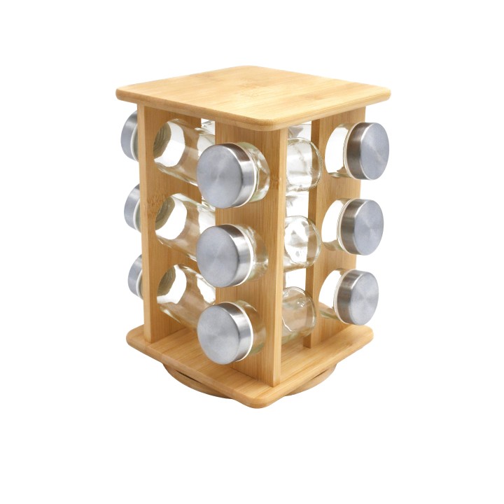 Range-épices tournant en bois clair - Diamètre 16 cm