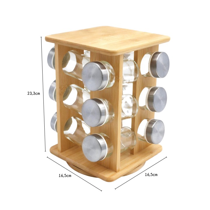 Range-épices tournant en bois clair - Diamètre 16 cm
