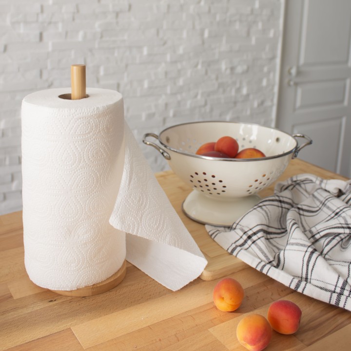 Porte rouleau essuie-tout en bambou - Rangement cuisine