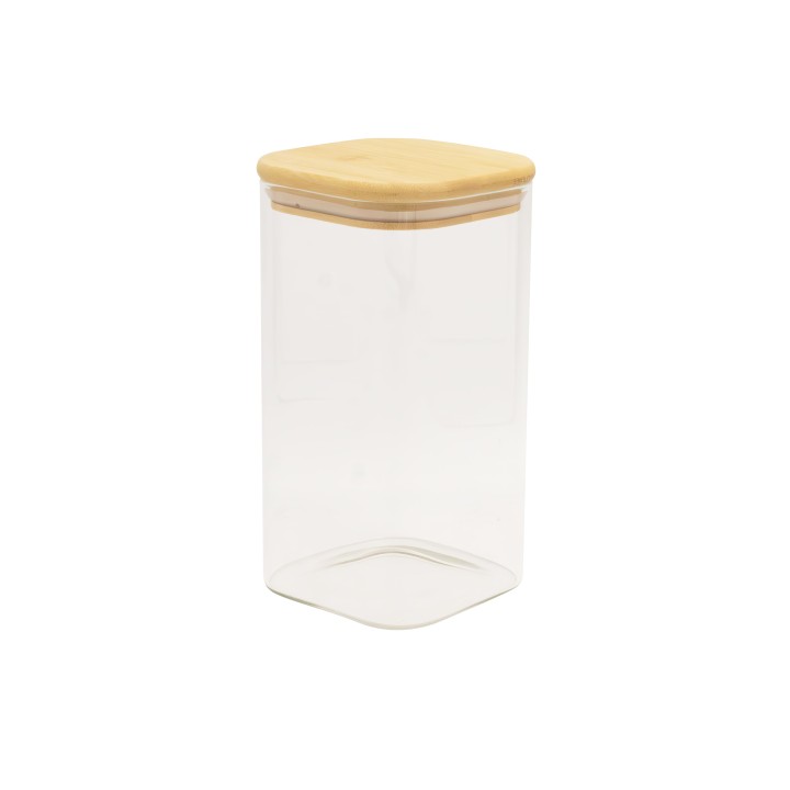 Bocal de conservation carré en verre 1,6 L - h 18,7 cm