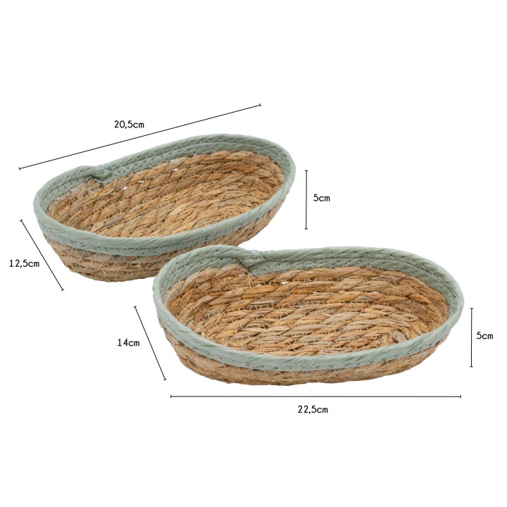 2 paniers de rangement ovales - 22x14x5