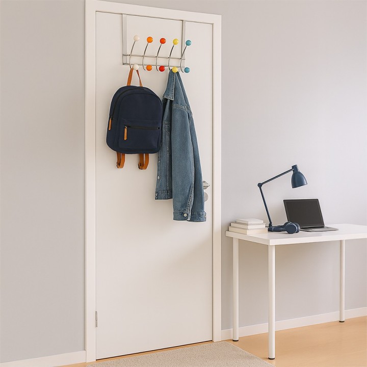 Patère chromé et coloré - Style scandinave - Largeur 48 cm