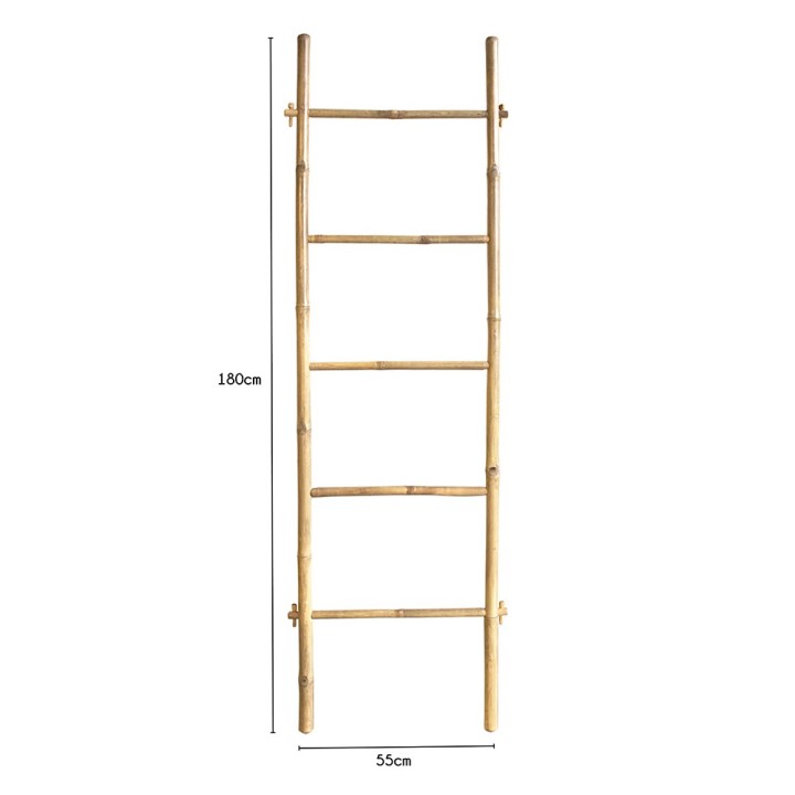 Echelle porte serviettes de salle de bain - En bambou - 180cm x 55 cm