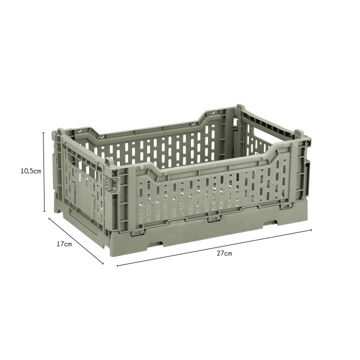 Mini Casier en plastique vert amande empilable et pliable