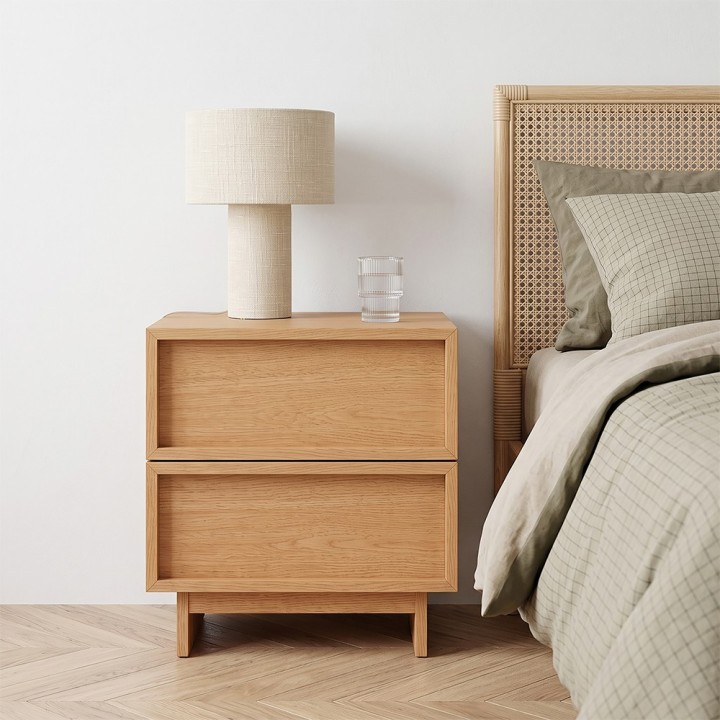 Table de chevet en bois 2 tiroirs