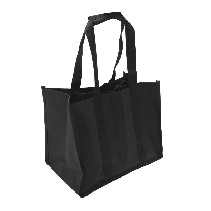 Detail of Sac range-bouteilles en polyester noir 6 bouteilles