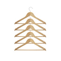 Lot de 5 cintres en bois naturel