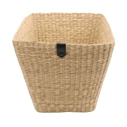 Panier en jacinthe d'eau avec poignées effet cuir