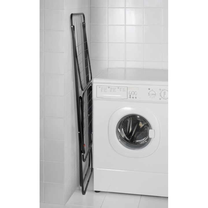 Étendoir à linge en acier inoxydable noir sur pieds - Buanderie