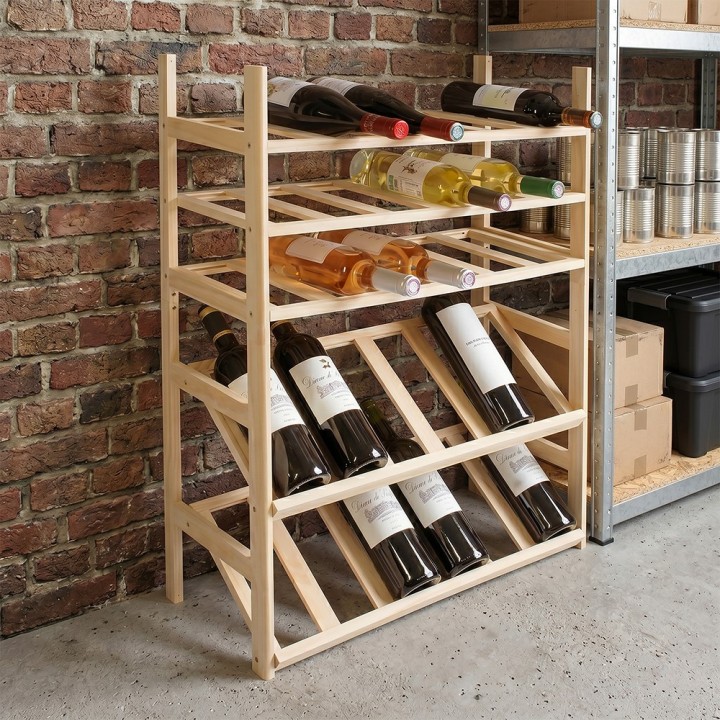 Range-bouteilles en pin