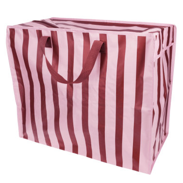 Grand sac de rangement - Rayures roses et marron