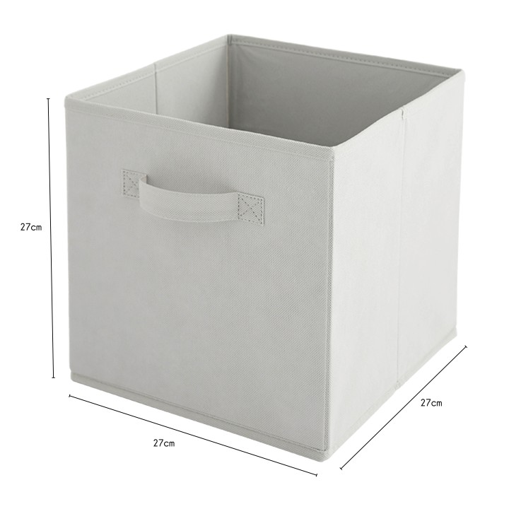 Boîte de rangement cube - tissu gris