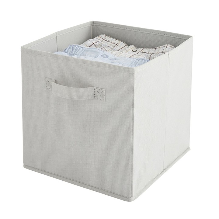Boîte de rangement cube - tissu gris