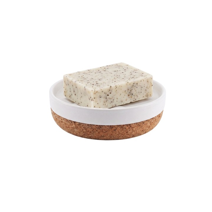 Porte-savon blanc à rainures - Accessoire de salle de bain
