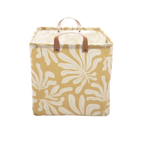 Detail of Cube de rangement en polycoton tropique jaune