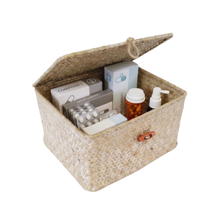 Panier ovale avec couvercle - 20x20x11