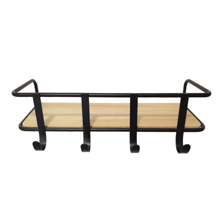 Étagère murale porte-manteau - En bois et en métal