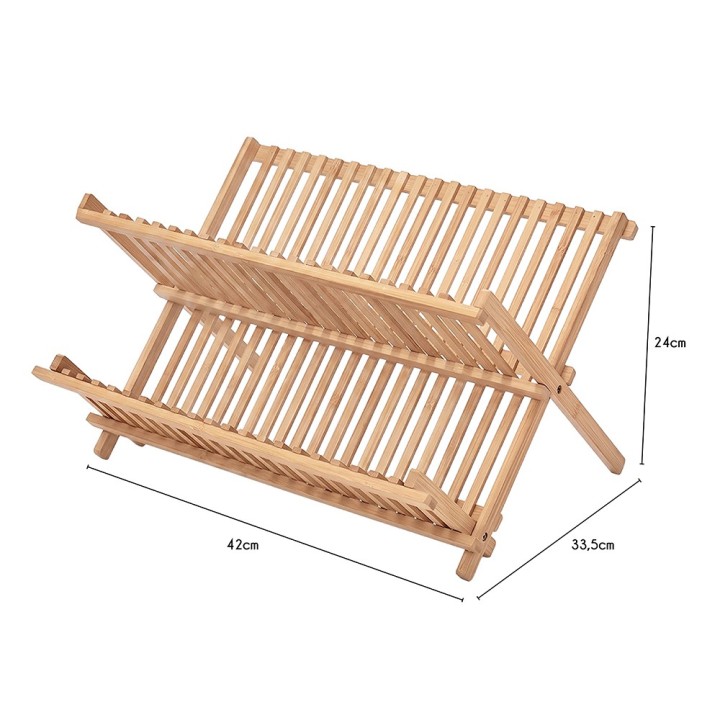 Égouttoir pliable en bambou - Rangement évier
