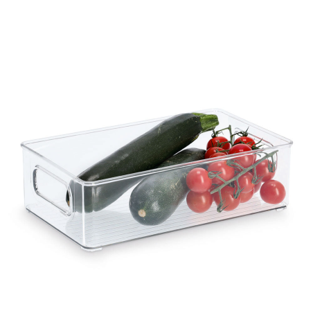 Detail of Haut bac en plastique transparent et empilable pour organiser placards et tiroirs