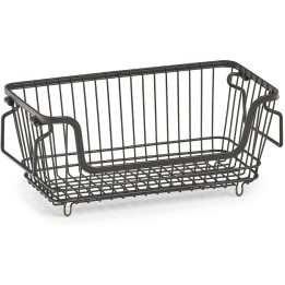Panier en métal noir empilable avec porte-étiquette M
