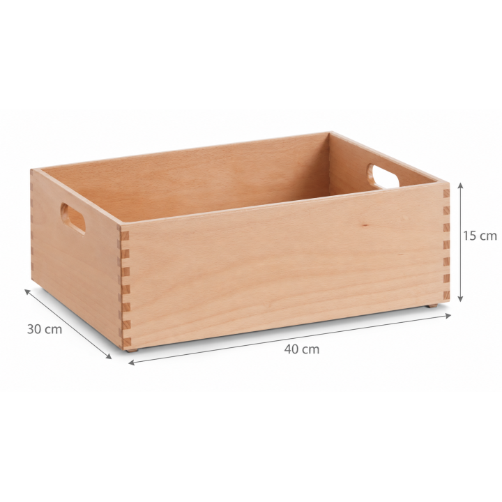 Bac de rangement en bois léger de hêtre - 15x38x25 cm