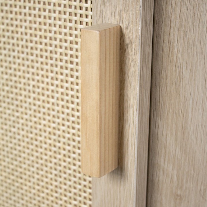 Meuble télé en bois cannage