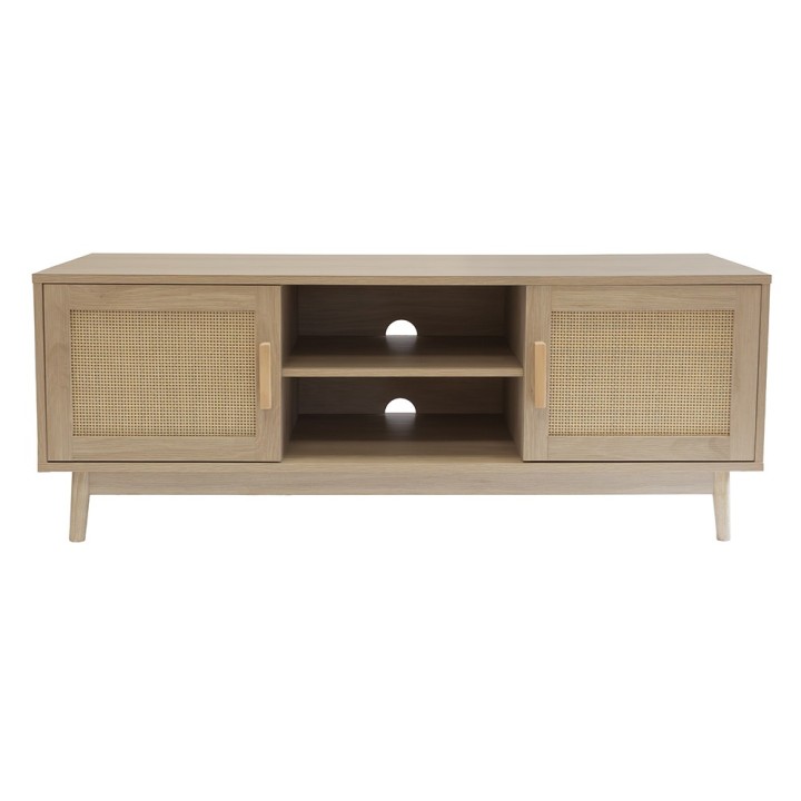 Meuble télé en bois cannage