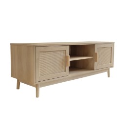 Meuble télé en bois cannage