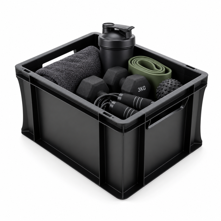 Lot de bacs gerbables en plastique noir