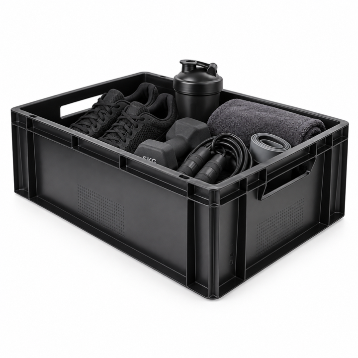 Lot de bacs gerbables en plastique noir