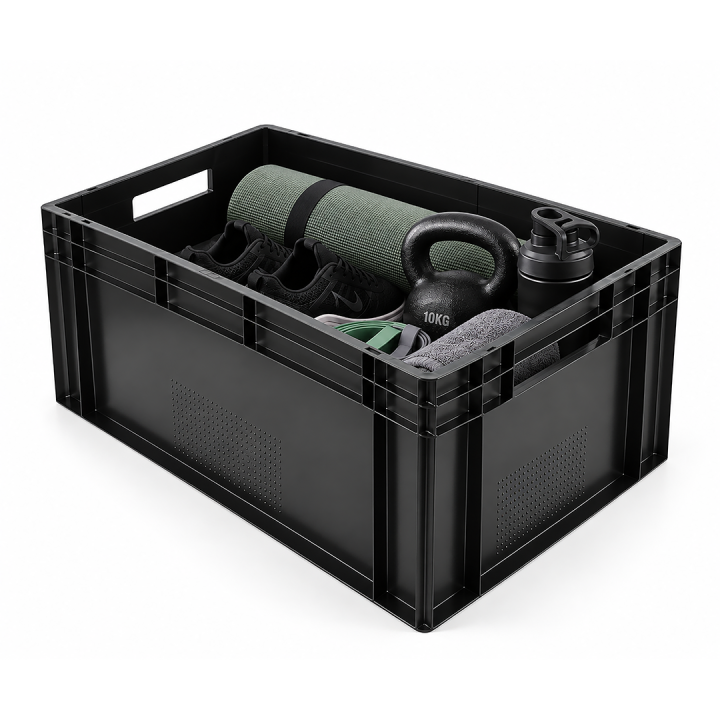 Lot de bacs gerbables en plastique noir