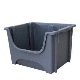 Bac de rangement en plastique empilable gris