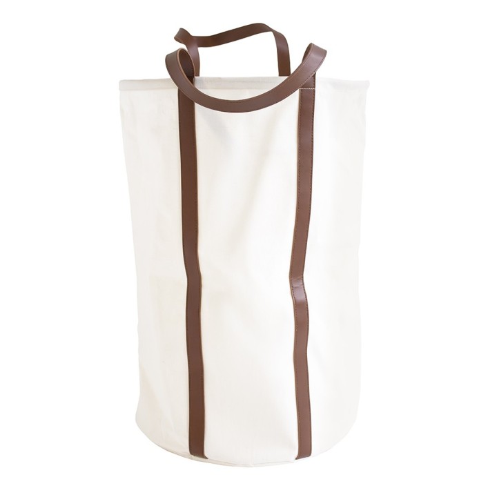 Panier à linge en polycoton avec anses marron
