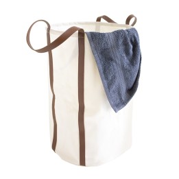 Panier à linge en polycoton avec anses marron