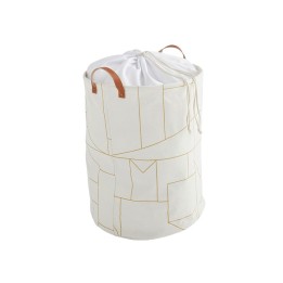 Grand sac à linge en tissu beige - Rigide