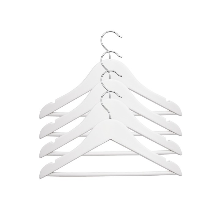 Lot de 4 cintres en bois blanc
