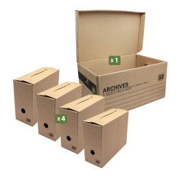 Kit archives M : 4 boîtes A4 + 1 caisse | On Range Tout