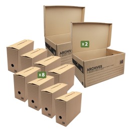 Kit archives L : 8 boîtes A4 + 2 caisses | On Range Tout