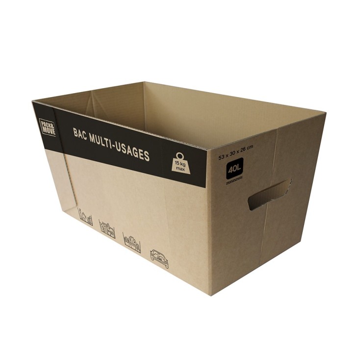 Caisses carton ouvertes 40 L, lot de 10 | On Range Tout