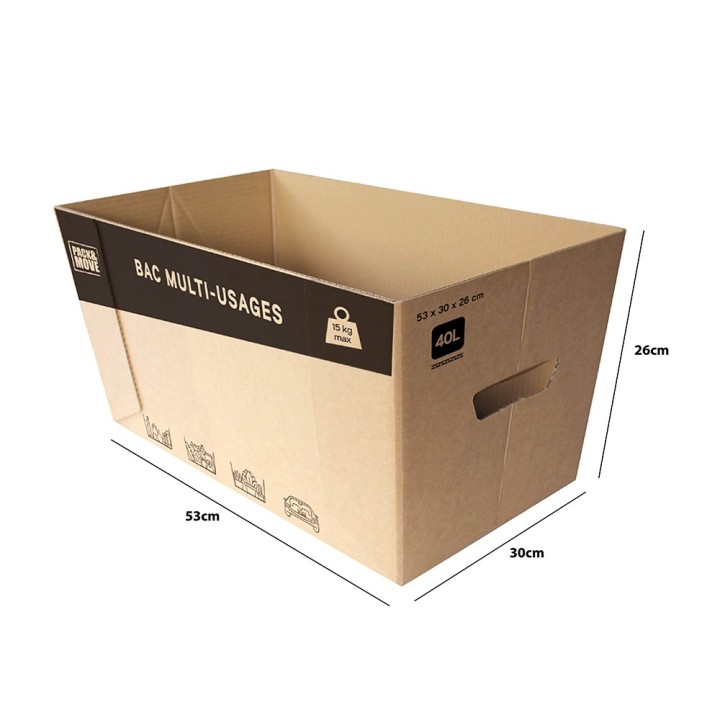 Caisses carton ouvertes 40 L, lot de 10 | On Range Tout